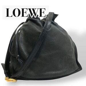 Loewe Black Leather Crossbody Bag with Gold Detail